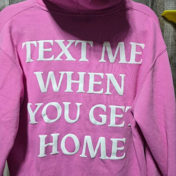 Lonely Ghost Pink Graphic Text Me When You Get Home Hoodie - Picture 5 of 7